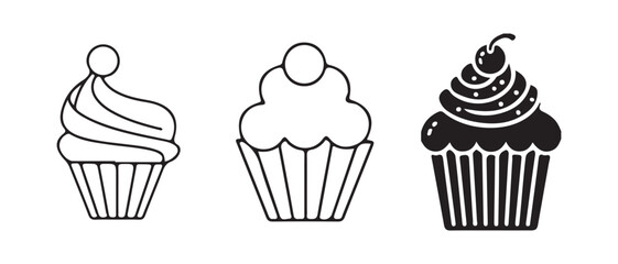 hand drawn vector illustration of a cupcake