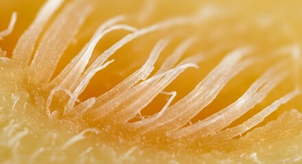 Macro shot of a grapefruit interior shows the juicy, segmented flesh and pulp, highlighting the fruit's natural texture and vibrant color, perfect for healthy eating concepts.