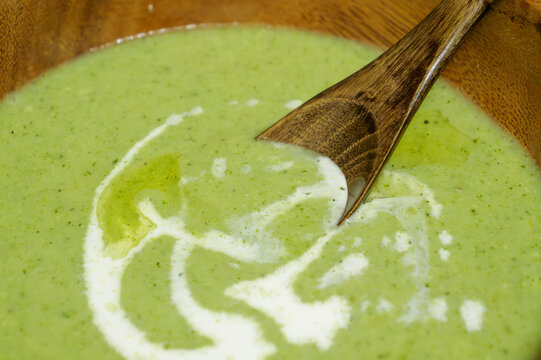 Warm green soybeans potage soup, a winter dish