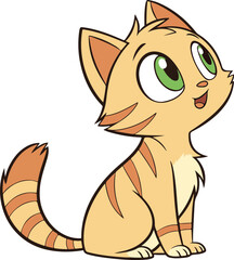 Cute orange cartoon cat illustration with fluffy tail