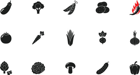 vegetable vector set with tomato carrot corn and peas perfect for healthy food packaging and menu design