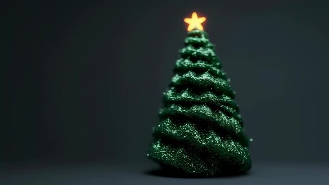 Festive Christmas Tree Candle with Star Topper on Dark Background.