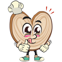 cute palmier cookie mascot cartoon vector illustration isolated as chef give thumbs up, work of hand drawn
