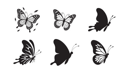 Decorative Butterfly Design Set with Black and White Styles