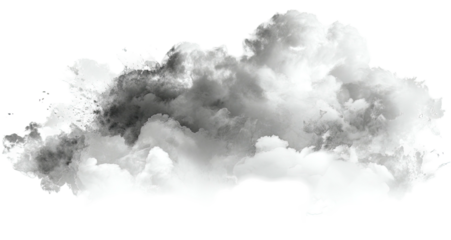 Cumulus cloud rendering, grayscale appearance, fluffy structure, isolated on black, natural element
