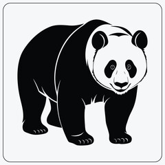 Stylized giant panda illustration. Black and white Asian bear graphic. Vector symbol for a zoo, conservation, or a wildlife logo.
