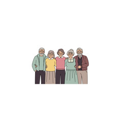 Diverse Group of Senior Friends Standing Together and Smiling.