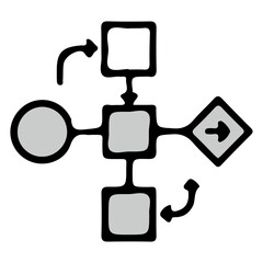 Simple Hand-Drawn Flowchart Icon for Business Process and Workflow Diagram