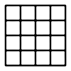 Minimalist 4x4 Grid Layout Icon. Simple Black Square Matrix Template