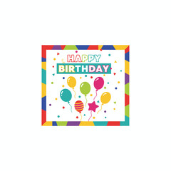 Bright vector illustration of a birthday celebration background with balloons, styled as a party frame