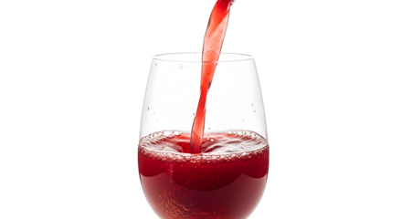 Pouring red juice into a glass isolated on transparent background