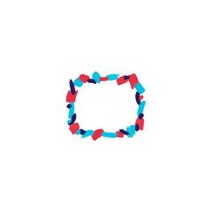Colorful abstract brushstroke square frame on a white background.