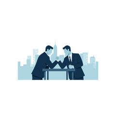 Obraz premium Businessmen Arm Wrestling in a Competitive Standoff.