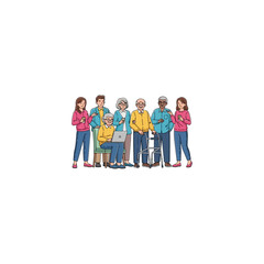 Obraz premium Diverse group of people of different ages and ethnicities standing together.