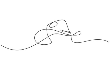 Obraz premium Continuous one line drawing of Cowboy hat vector illustration isolated on transparent background
