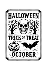 Halloween night party label design