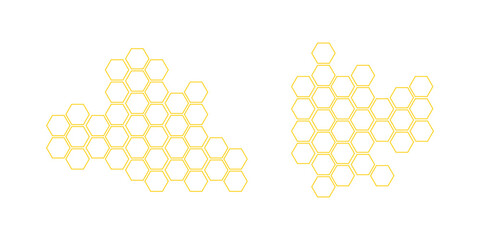 Honeycomb icons vector symbol, honeycomb patterns with honey bee . Set of icons of honeycomb, bee honeycomb of abstract form. eps 10 