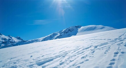 Majestic Snowy Mountain Under Bright Winter Sun
