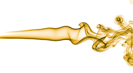 Abstract swirling golden smoke or liquid flowing in a dynamic artistic shape isolated on transparent background