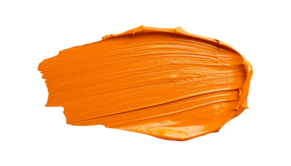 textured abstract orange paint stroke isolated on transparent background, png