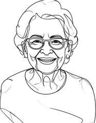 Obraz premium Illustration of a smiling elderly woman with glasses
