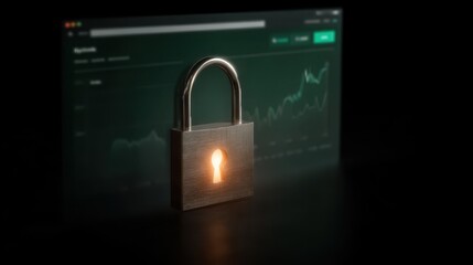 Cybersecurity measures digital lock online environment security concept visual data analysis protecting information