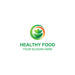 Green Leaf Bowl Logo Design for Organic Food and Healthy Lifestyle with Creative Illustration