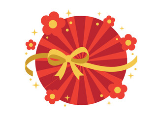 A vector red abstract design for Chinese New Year set against a traditional Japanese background