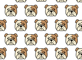 A seamless pattern featuring a French bulldog puppy in a cute, vector illustration style, with a funny puppy and a charming background texture