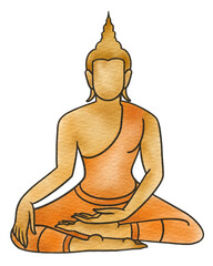 Golden Seated Buddha Illustration in Peaceful Meditation Pose.