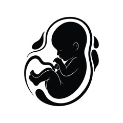 Vector silhouette of baby in womb
