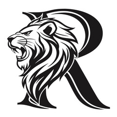Lion head with letter r