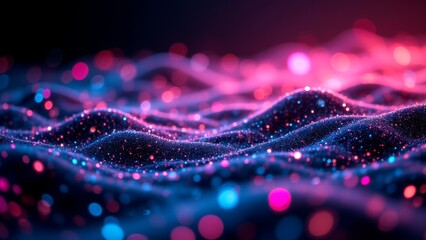 Illuminated waves of colorful light creating a mesmerizing abstract landscape of colors