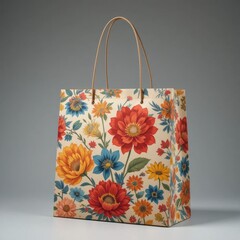 Vibrant floral printed shopping bag highlighting natures colorful beauty and design
