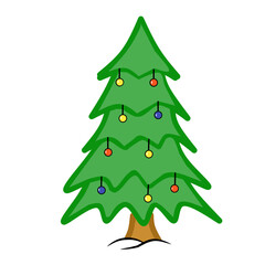 Green evergreen pine tree flat vector illustration