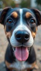Joyful Canine with Bright Eyes and Playful Expression in Natural Setting