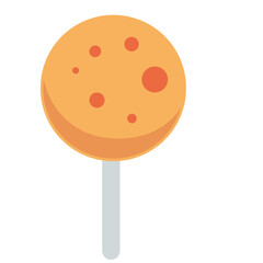 Orange cookie-style lollipop with dots, playful design perfect for children’s menus, bakery themes, and sweet illustrations.
