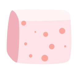 Pink speckled marshmallow cube, soft look perfect for s’mores, dessert toppings, and cozy sweet-themed digital art.
