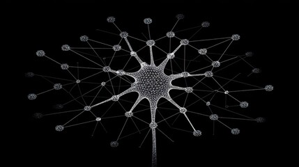 Dynamic neural network structure abstract visualization digital art dark background 3d view conceptual representation