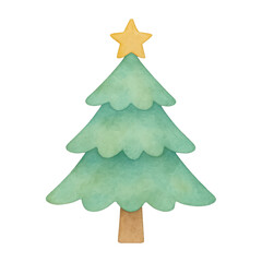 PNG Watercolor Christmas tree illustration.