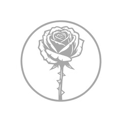 Elegant Monochromatic Rose with Thorns in a Circular Frame