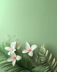white lily on green empty space background
