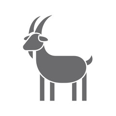 Gray goat silhouette design for cutting template, minimalistic style