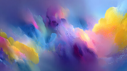 Obraz premium An abstract colorful background in shades of purple, yellow, blue, and pink, blending together to create a vibrant and dynamic visual effect.