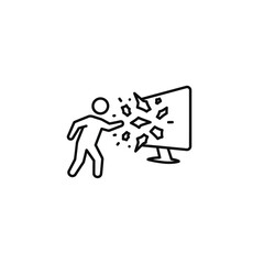 Person breaking television screen with force and anger in a moment of frustration.