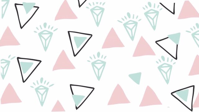 Abstract geometric pattern with triangles and diamond shapes on white background.