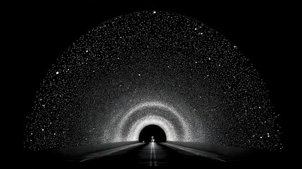 Abstract image of a dark tunnel with bright light at the end