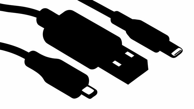 Sleek data transfer cable illustration for modern tech connections and fast communication needs in black silhouette
