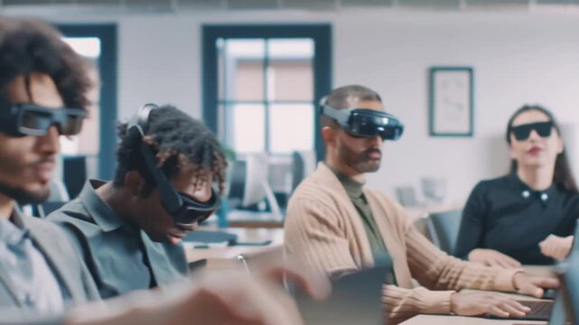 Exploring the Metaverse: A dynamic group of individuals, immersed in virtual reality headsets, is at the forefront of the technological revolution. 