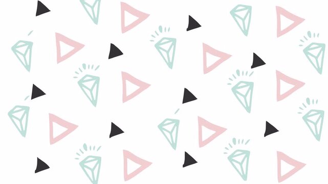 Abstract geometric pattern with triangles and diamonds on a white background.